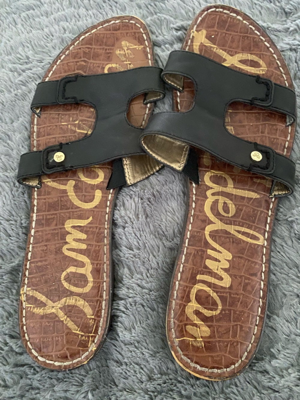 Sam Edelman Black and Brown Slide Sandals